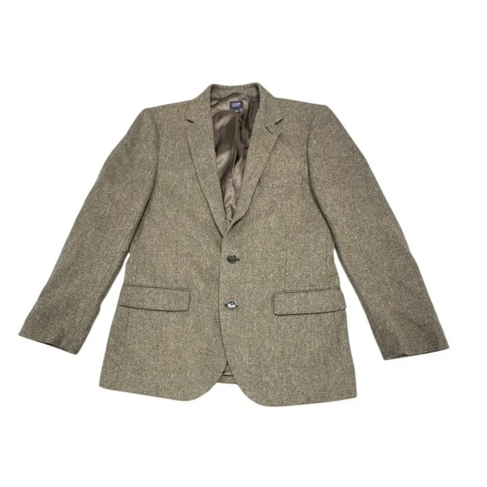J.Crew Ludlow Blazer Yorkshire Tweed Moon Men 40R Brown English Wool Sport Coat